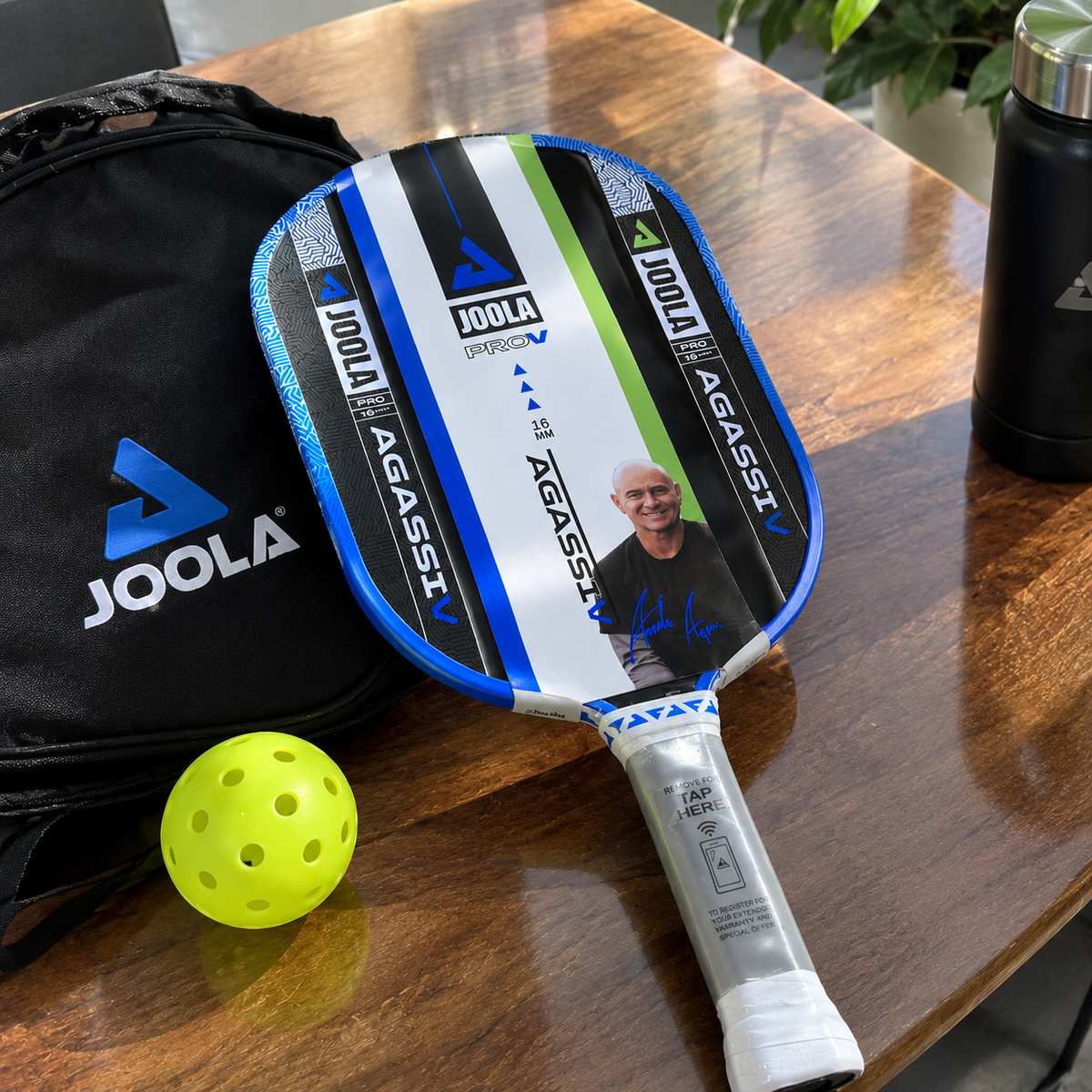 JOOLA Agassi Pro V 16mm Pickleball Paddle with Carry Bag