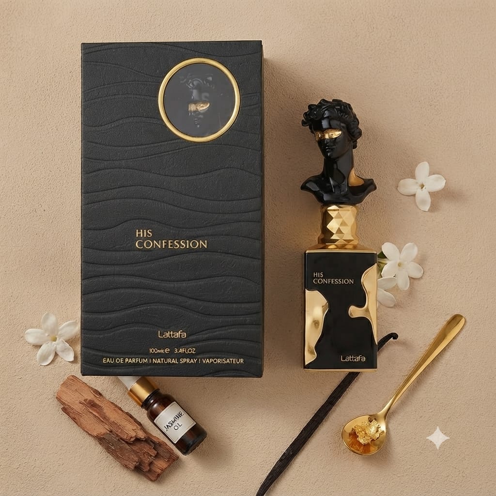 Lattafa His Confession Eau de Parfum for Men – 100ml (3.4 Fl Oz) Long Lasting Oriental Woody Perfume