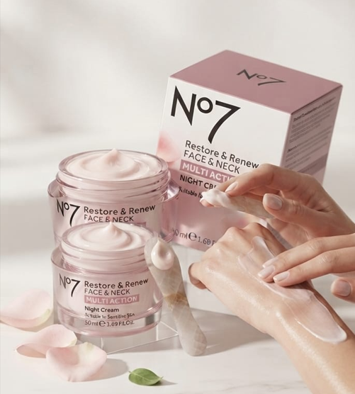 No7 Restore & Renew Face & Neck Night Cream – Multi Action Moisturizer