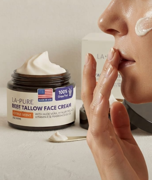 LA·PURE Beef Tallow Face Cream – Anti-Aging Moisturizer with Vitamin E & Hyaluronic Acid
