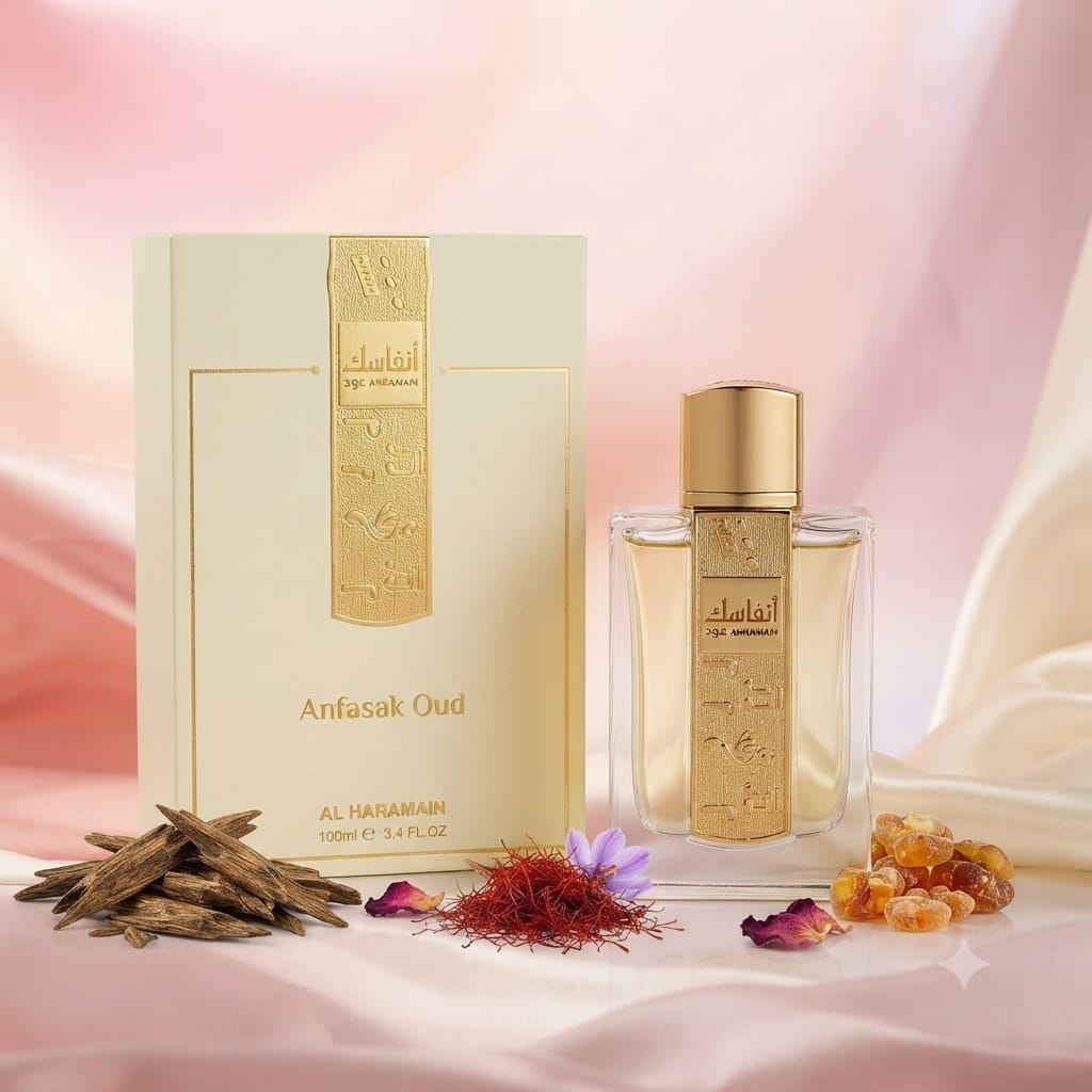 Al Haramain Anfasak Oud Eau de Parfum – 100ml (3.4 Fl Oz) Long Lasting Oud Fragrance | Made in UAE