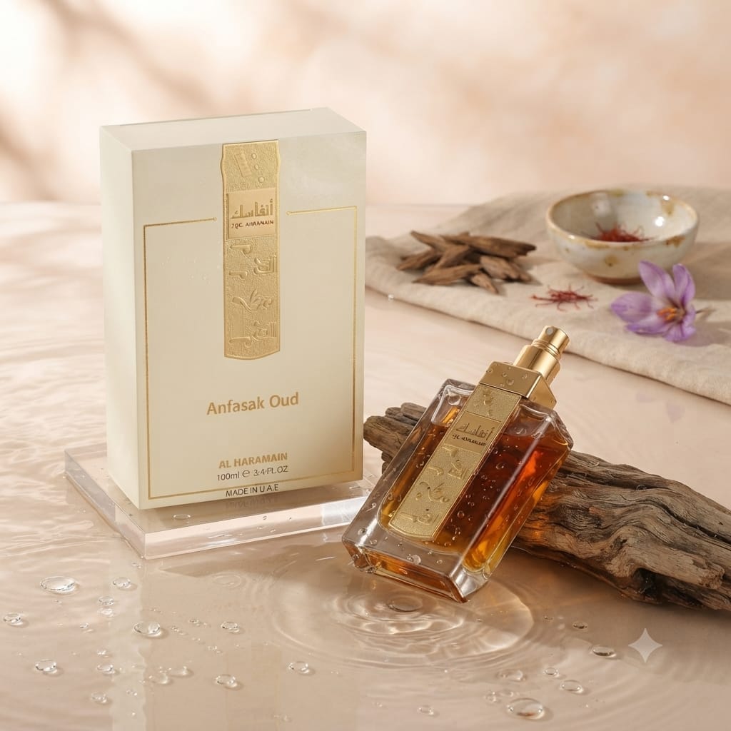 Al Haramain Anfasak Oud Eau de Parfum – 100ml (3.4 Fl Oz) Long Lasting Oud Fragrance | Made in UAE