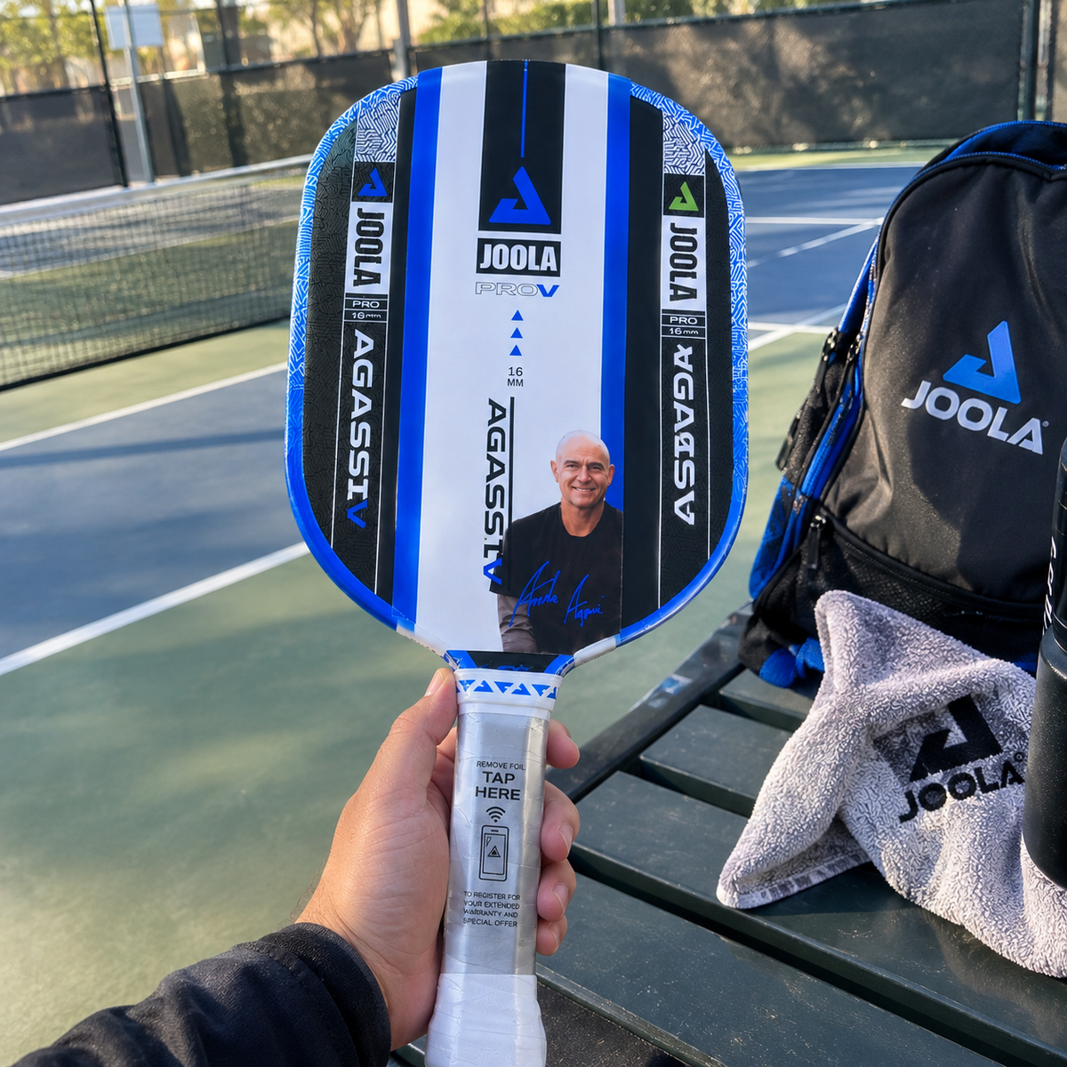 JOOLA Agassi Pro V 16mm Pickleball Paddle with Carry Bag